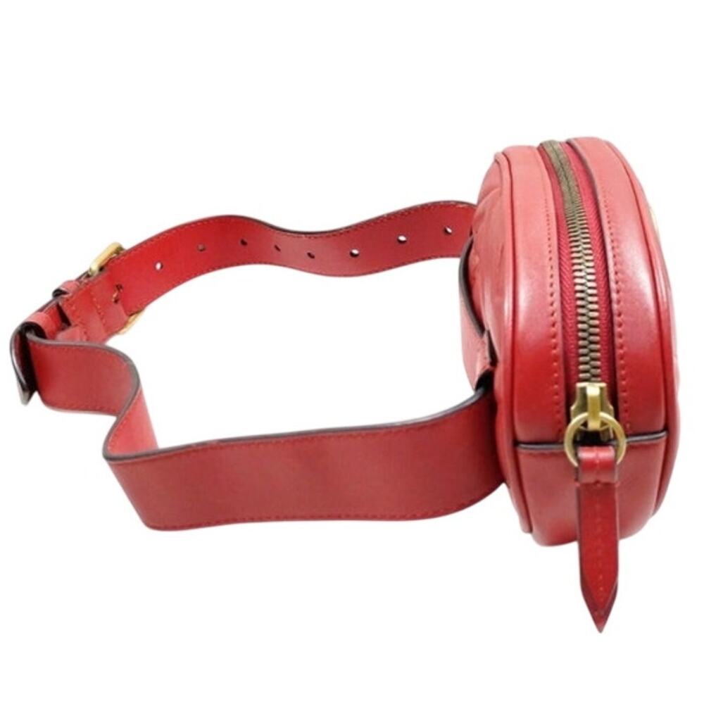 Gucci Marmont Red Gold Logo Quilted Bumbag Fannybag Waistbag Quiet Luxury Glam - Picture 6 of 10